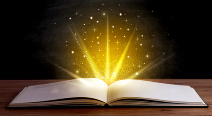 Yellow lights over book