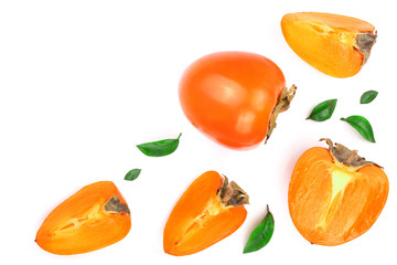 persimmon isolated on white background with copy space for your text. Top view. Flat lay pattern
