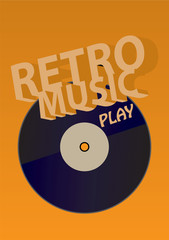 Retro music / Creative conceptual retro music vector. Vinyl on yellow background.