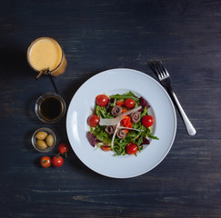 Top view of tasty vegetable salad