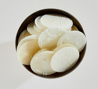 Bowl of consecrated Hosties for Holy Communion
