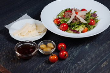 Close up of ingredients for tasty salad