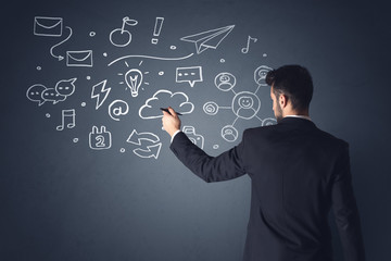 Businessman with white applications