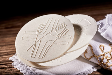 Fototapeta na wymiar Details of the Hosties wafers or Sacramental Bread