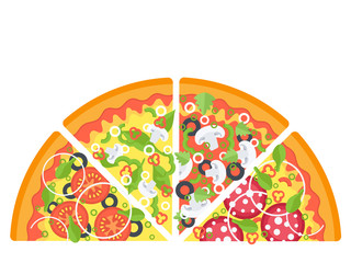 Pizza slices. Vector illustration