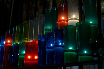 Colorful candles in the cathedral