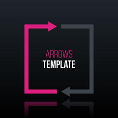 Square cycle template with two segments in glossy business style on black background.
