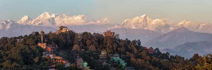 Crédence en verre imprimé Népal Nagarkot, Népal, vue sur la chaîne de montagnes de l& 39 Himalaya