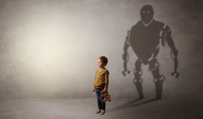 Robotman shadow of a cute little boy