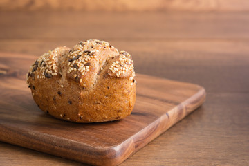  Whole Grain Bread on Wooden Table.