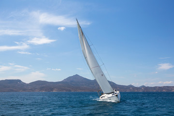 Obraz premium Yachting. Sailing boat in the Aegean Sea.