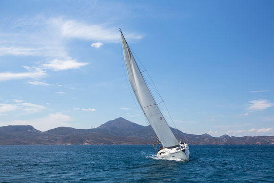 Yachting. Sailing boat in the Aegean Sea.