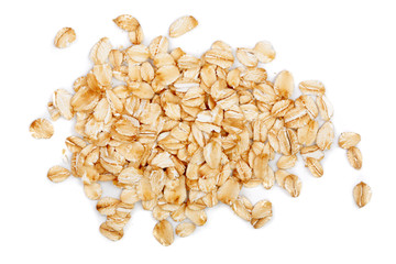 oat flakes isolated on white background. Top view