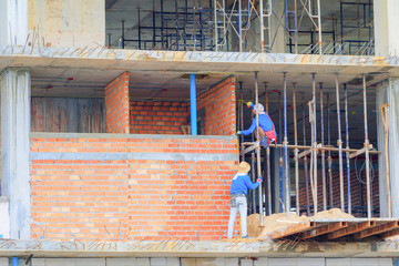 construction workers building develop of housing at laborer work outdoor.