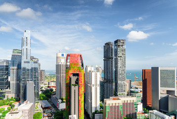 Fototapeta na wymiar Fantastic view of skyscrapers in downtown of Singapore