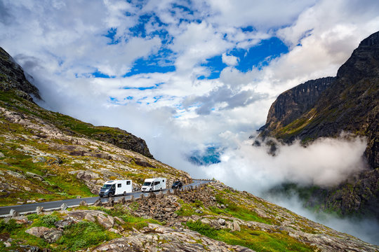 VR Caravan car travels on the highway.