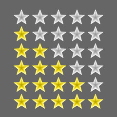 Five star rating icon. Vector rating flat signs.