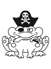kapitän pirat säbel schwert augenklappe seeräuber matrose schiff boot segeln meer verkleidung sitzend frosch klein süß niedlich quak comic cartoon clipart
