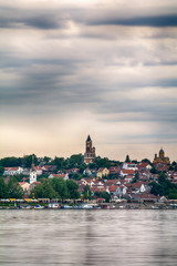 Obraz premium Belgrade, Serbia May 19, 2016: Panorama of Zemun and the famous Gardos seen over the river Danube