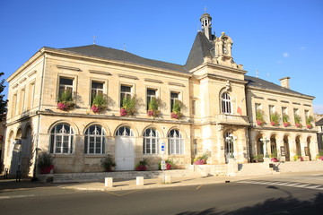 Fototapeta na wymiar The historic City Hall of Chauvigny in Limousin, France, (Hotel de Ville, french, City Hall)