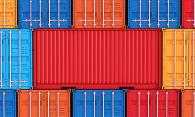 Stack of containers box, Cargo freight ship for import export business