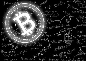 Math physics formulas and symbol on black background