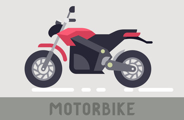 Red and Black Motorcycle in Flat Style