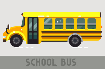 Yellow School Bus in Flat Style