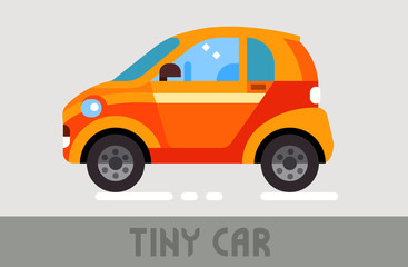 Orange Urban Tiny Car in Flat Style