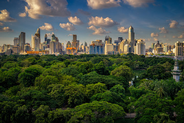 Sunset scence of Bangkok skyline Panorama