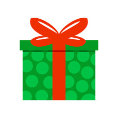 Green Polkadot Gift Box Vector Illustration