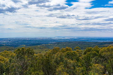Panoramic aerial landscape view of Adelaide city, South Australia