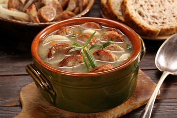 Zurek traditional polish easter soup with sausage