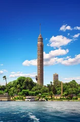 Gordijnen Tall TV tower in Cairo © Givaga