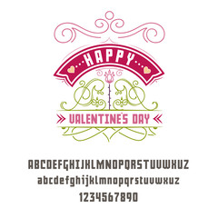 Latin alphabet geometric - Valentine's day sign. Can be used for posters, postcards, prints on clothes.