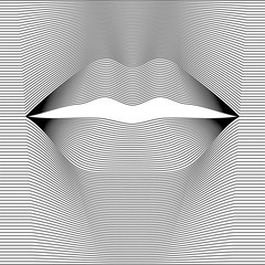 Vector female lips of black lines