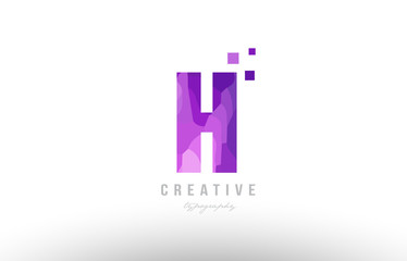 Pink alphabet letter logo h with squares
