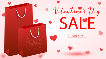 Valentine's day sale vector banner