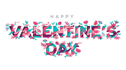 Valentines day typography with floral elements