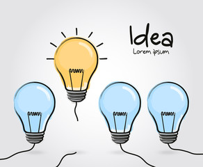 Concept of idea and innovation. Doodle hand drawn sign. Vector.