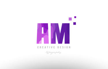 am a m pink alphabet letter logo combination with squares