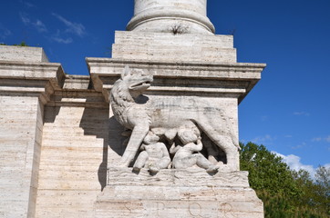 Statue decorating Flaminio bridge in Rome, Italy