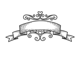 Vintage ribbon with a heart.Vector illustration.