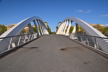 Fototapeta premium Music Bridge - Armando Trovajoli, crossing the river Tiber connecting the Olympic stadium on the west bank of the Monte Mario with the Quartiere Flaminio 