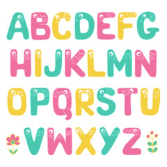 Funny Kids alphabet with eyes