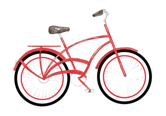 Watercolor red  bicycle