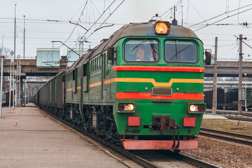 Green diesel locomotive