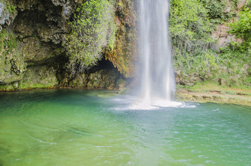 the waterfall of the village Salles La Source