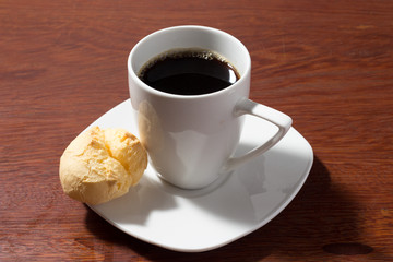 tradicional brazilian bread with coffee and jam  (pao de queijo com cafe e geleia)
