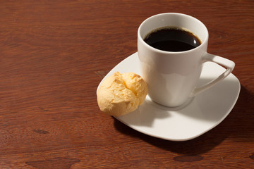 tradicional brazilian bread with coffee and jam  (pao de queijo com cafe e geleia)